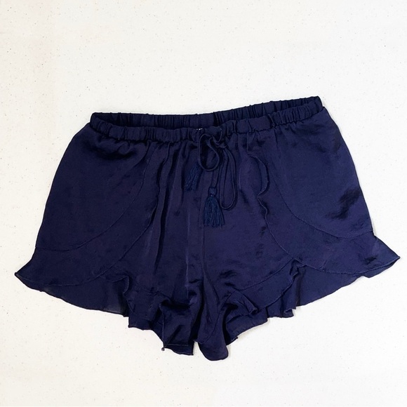 Free People Intimately Cascading Petal Navy Blue Silky Bedtime Shorts, size XS - Picture 3 of 8